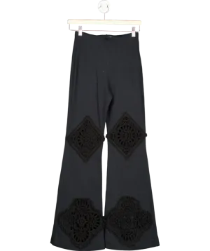 Acne Studios Black Crochet Trimmed Cotton Flare Trousers UK XS