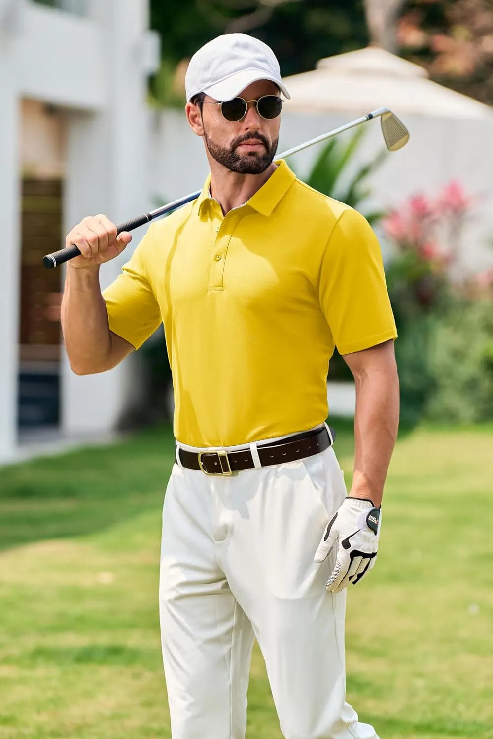Cotrasen Men's Polo Shirts Short Sleeve Cotton Pique 3 Buttons Golf Shirts Classic Fit Casual Performance T-Shirt
