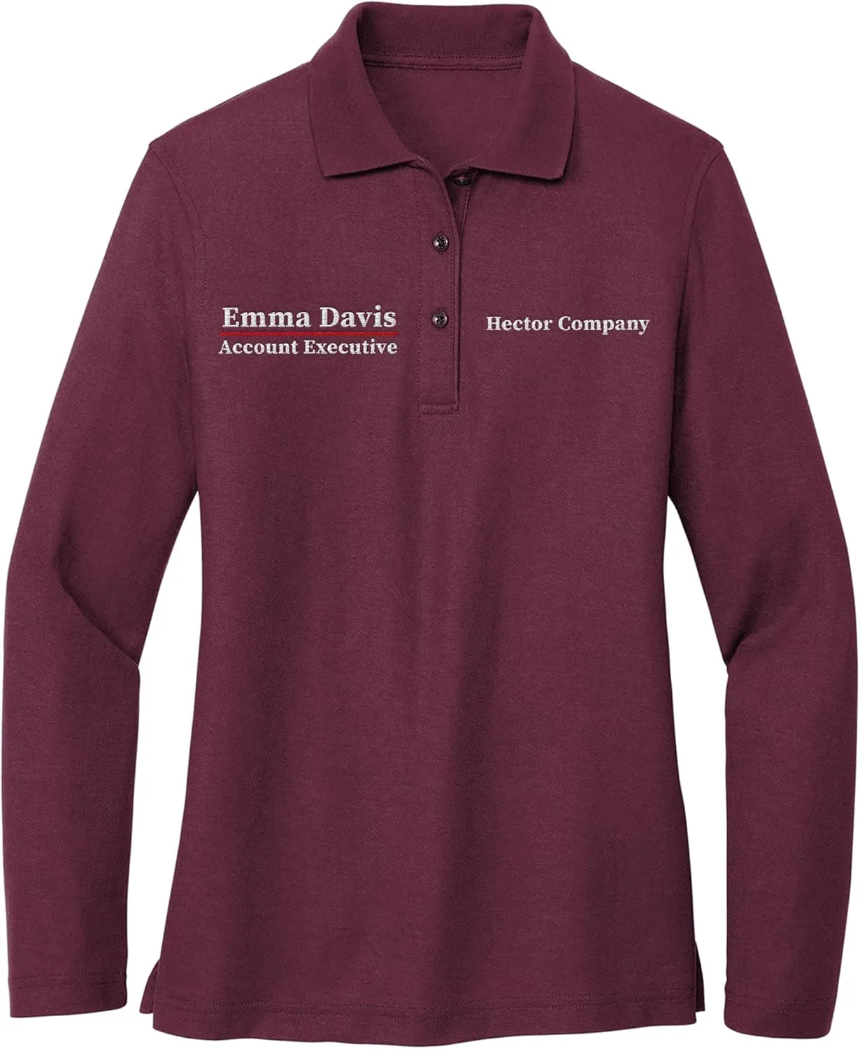 Custom Embroidered Long Sleeve Polo Shirt for Women Personalized Embroidery Text Name