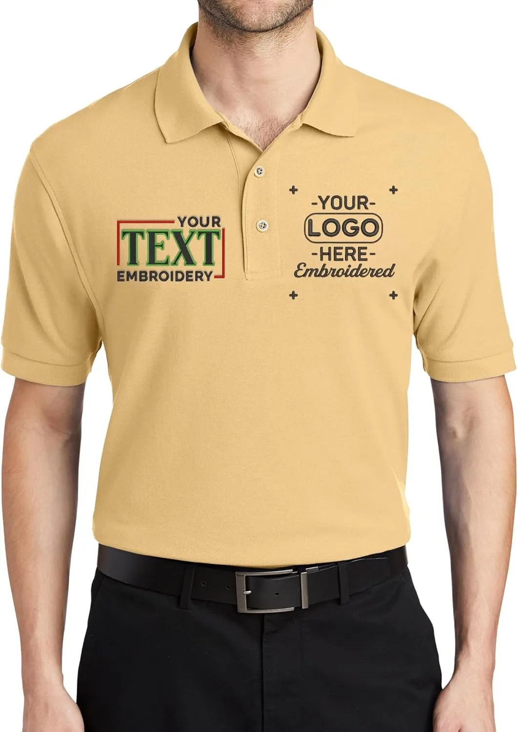 Custom Embroidered Polo Shirts for Men Personalized Embroidery Text Logo Name Company