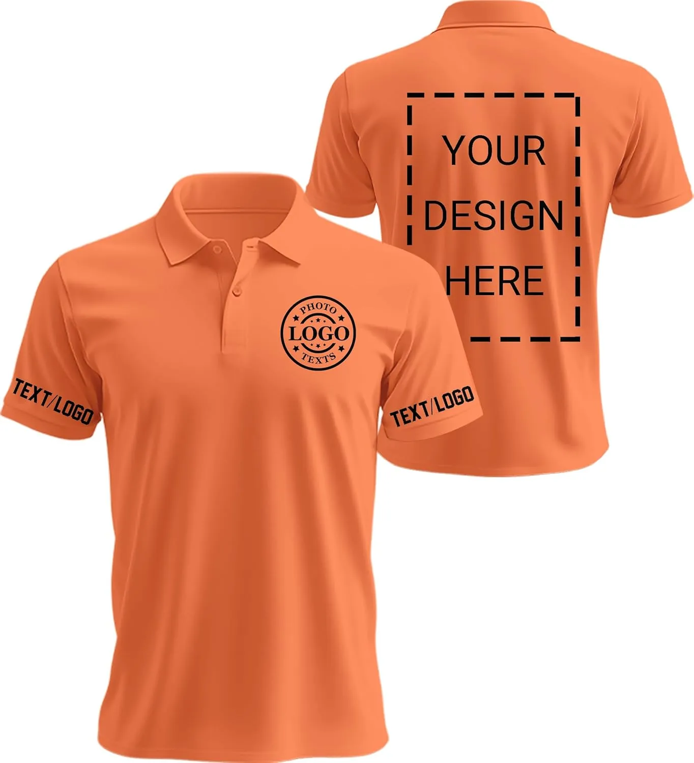Custom Golf Polo Shirts for Unisex Adult, Design Your Own Golf Jersey Personalized Gifts 4 Sides Printed