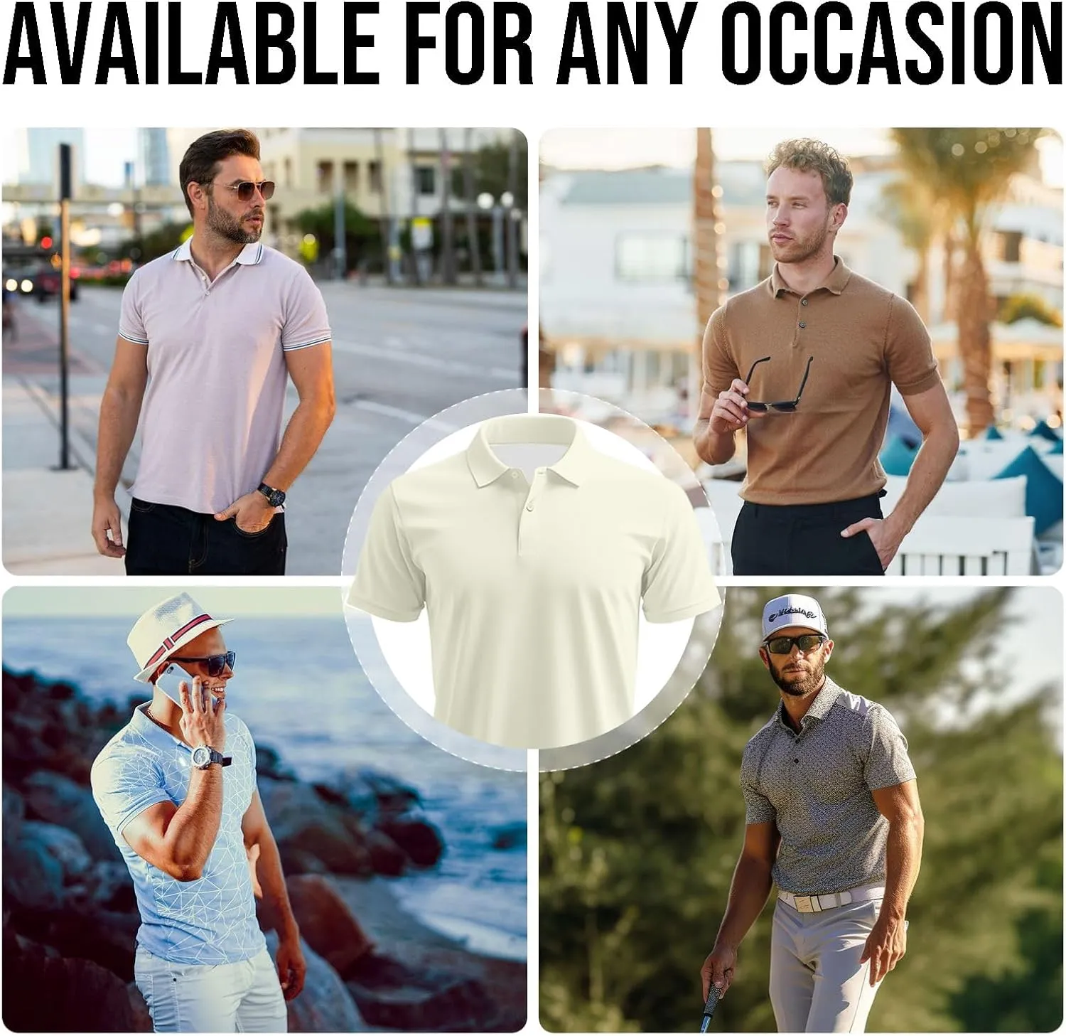 Custom Golf Polo Shirts for Unisex Adult, Design Your Own Golf Jersey Personalized Gifts 4 Sides Printed