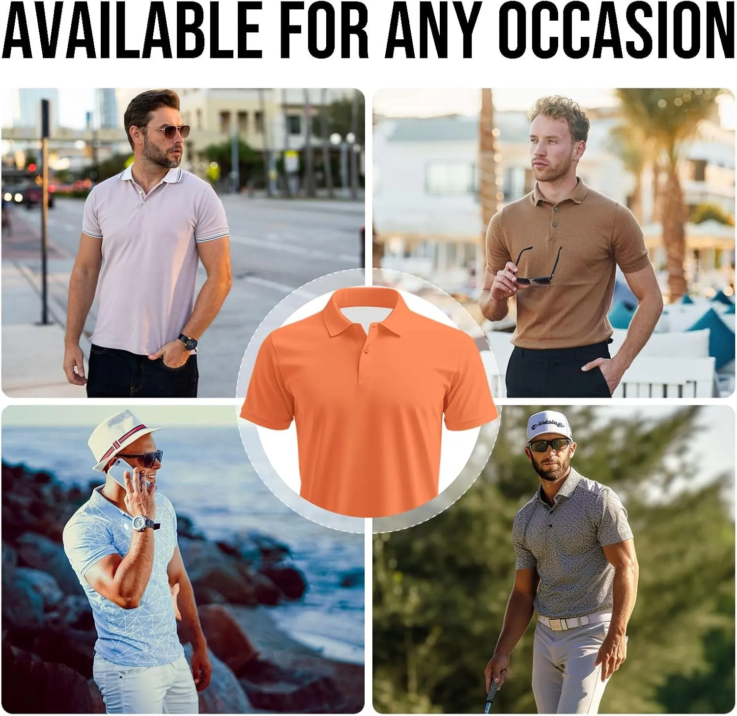 Custom Golf Polo Shirts for Unisex Adult, Design Your Own Golf Jersey Personalized Gifts 4 Sides Printed