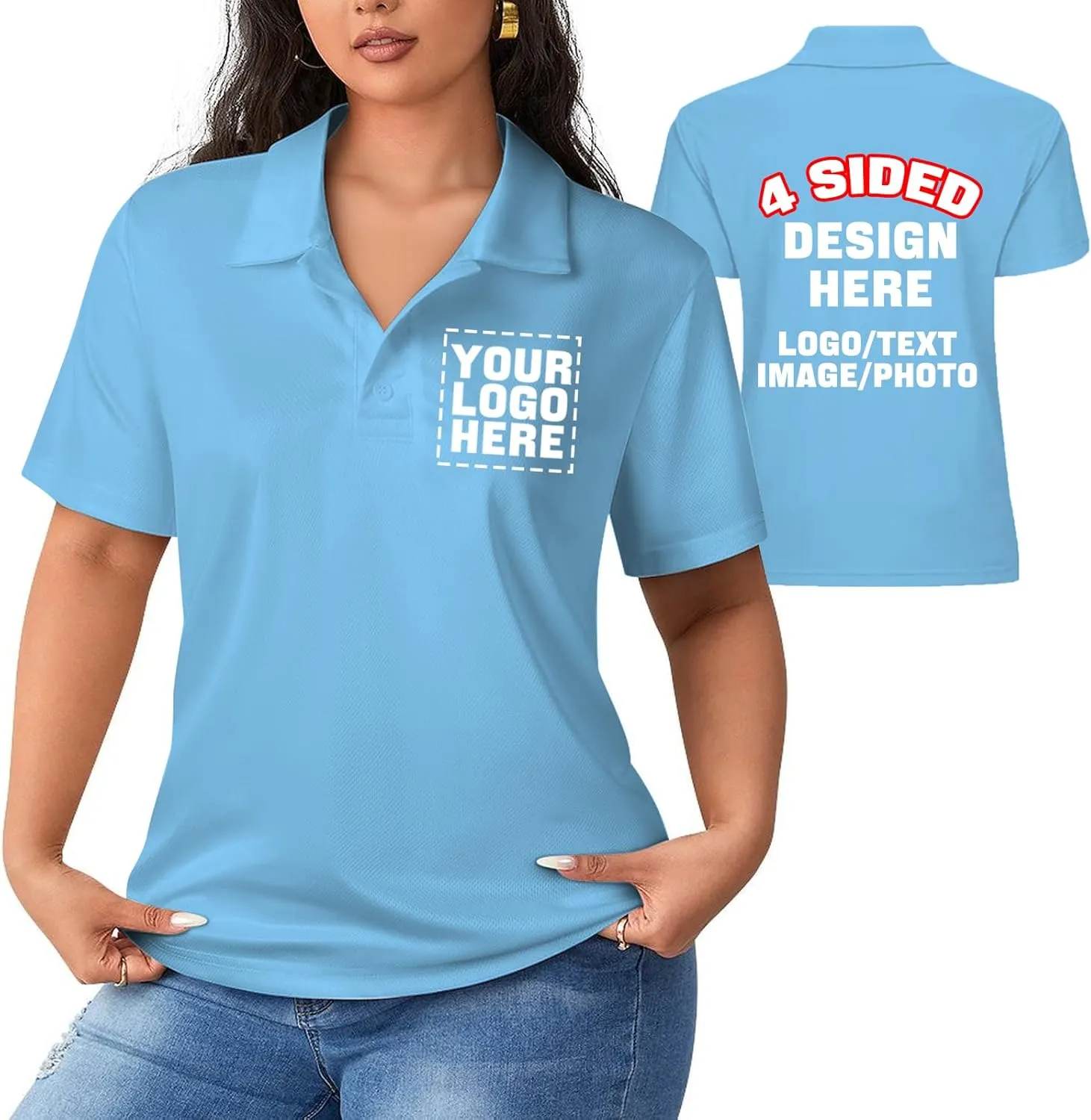 Custom Polo Shirts for Women Add Your Own Image Text Jersey Shirts for Men Personalized Design Polo Logo Shirts
