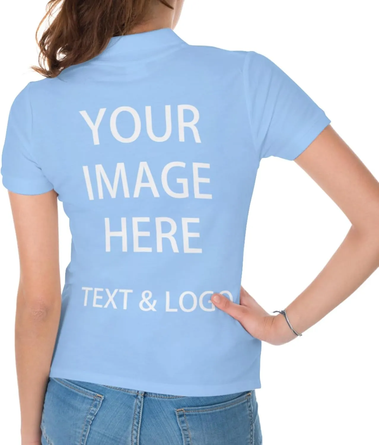Custom Polo Shirts for Women Customize Your Text Custom Company Logo Personalized Short Sleeve for Sports Workwear