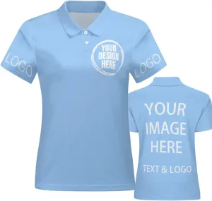 Custom Polo Shirts for Women Customize Your Text Custom Company Logo Personalized Short Sleeve for Sports Workwear