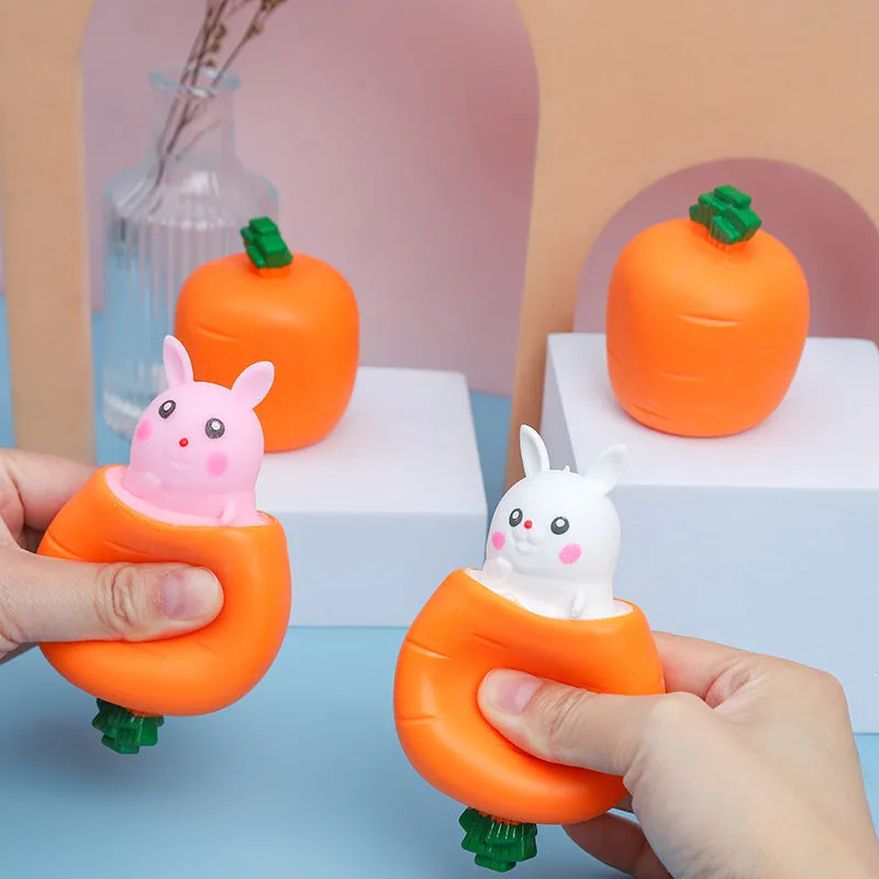 Cute Little White Rabbit Toy Squeeze Cup Decompression Radish Rabbit Cup New Creative Tricky Squeezing Toy Rabbit