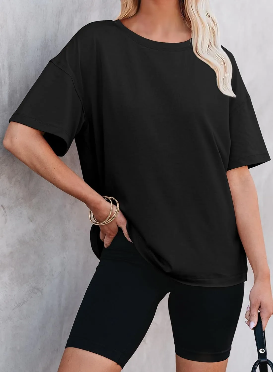 EVALESS Womens Fashion Summer Tops 2025 Crewneck Short Sleeve T Shirts