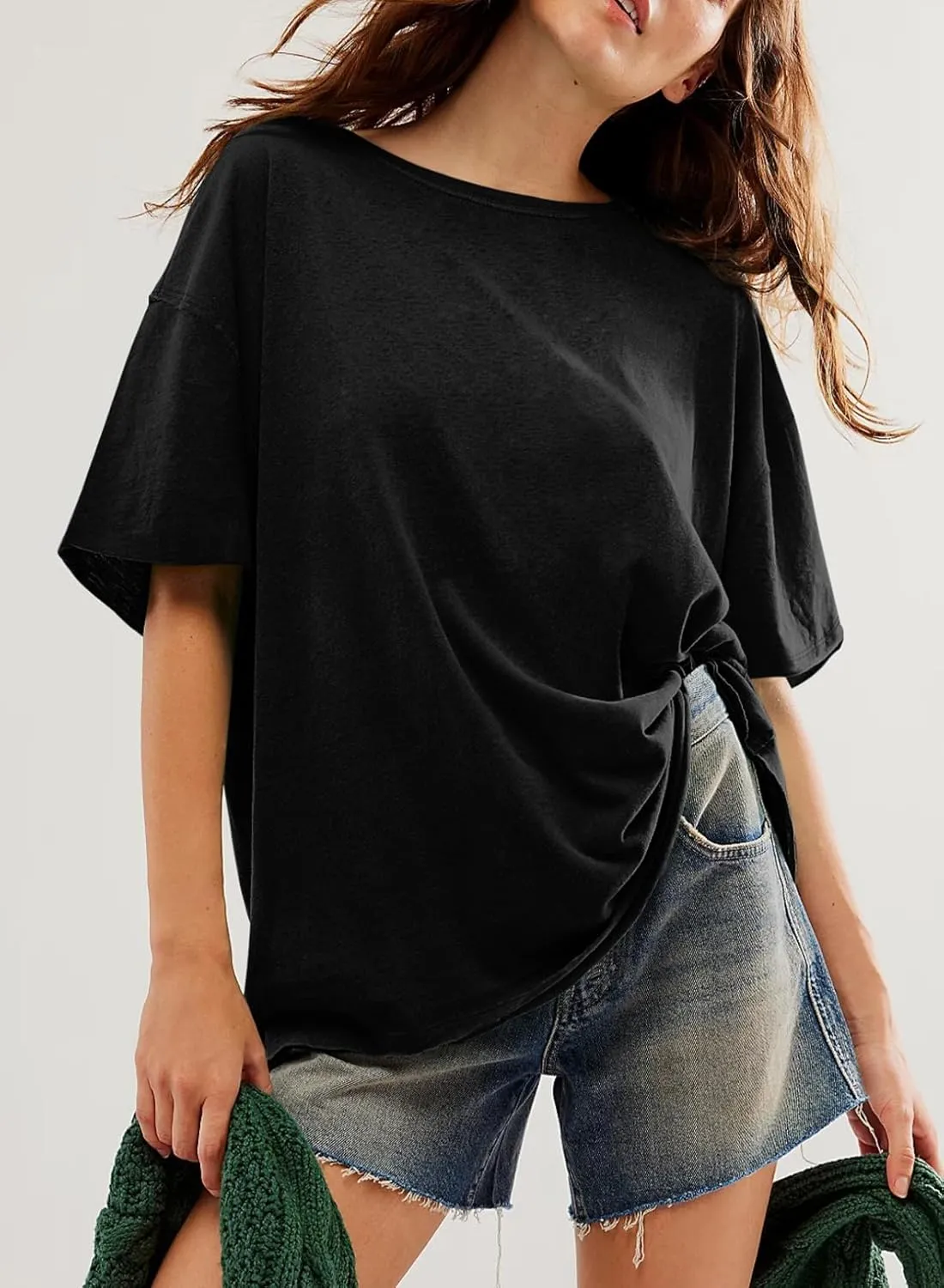 EVALESS Womens Fashion Summer Tops 2025 Crewneck Short Sleeve T Shirts