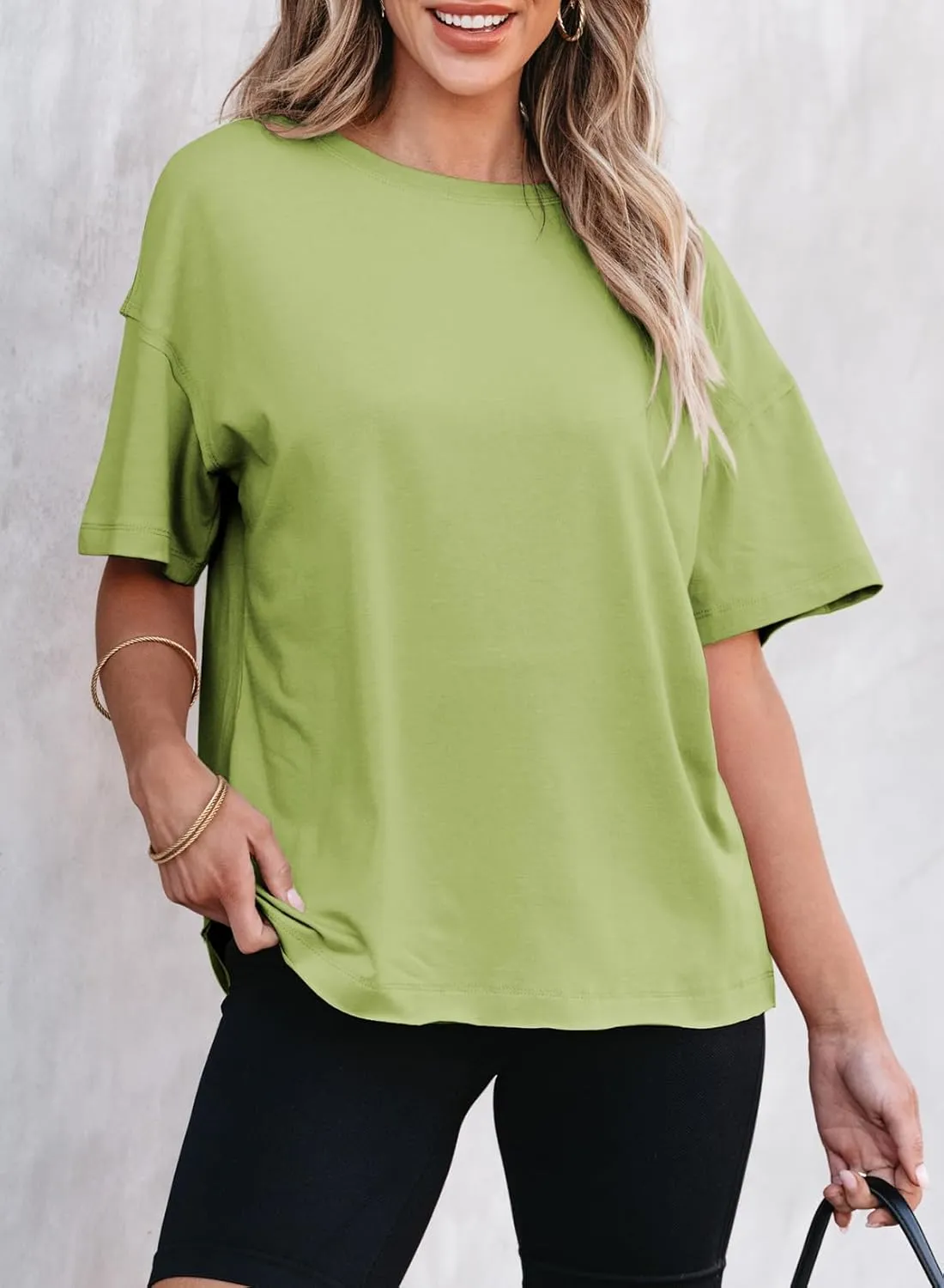 EVALESS Womens Fashion Summer Tops 2025 Crewneck Short Sleeve T Shirts