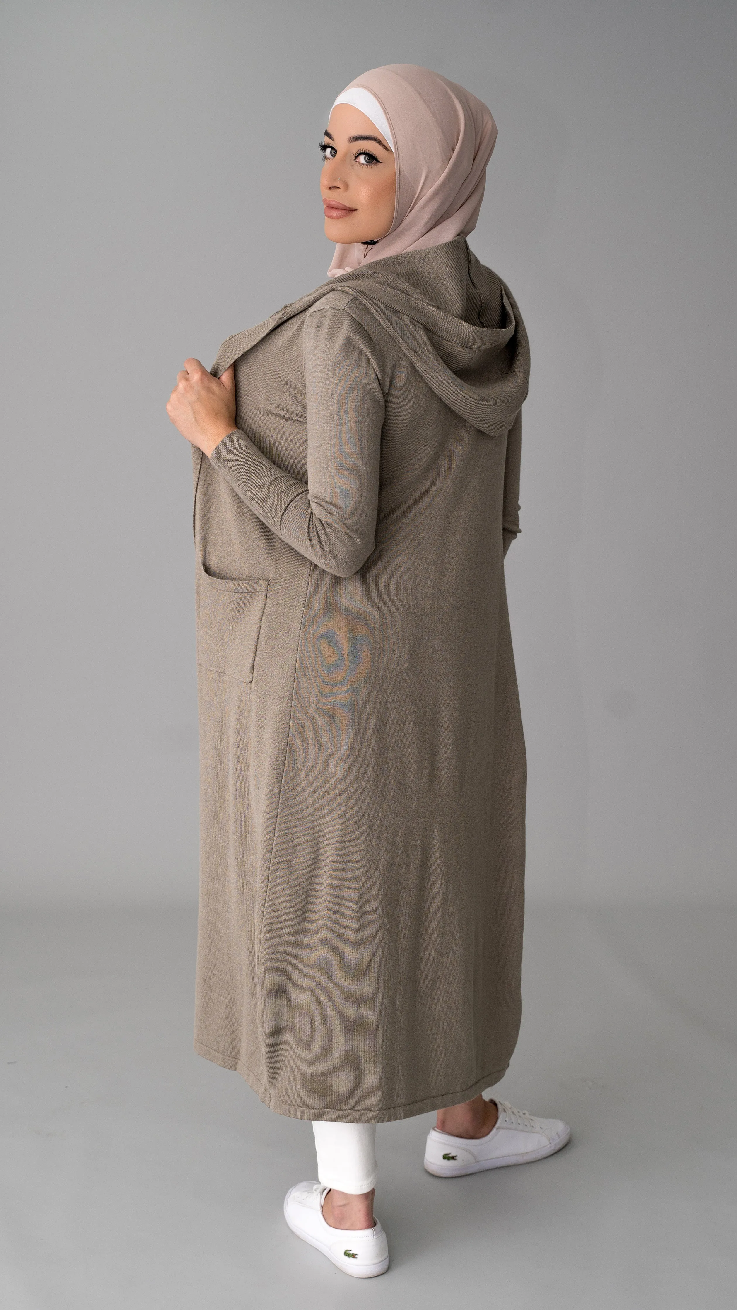 Knit Cardi With Hoody
