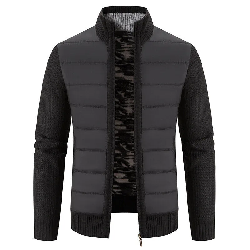 Men's Fleece Knitted Sweater Cardigan Stand Coat