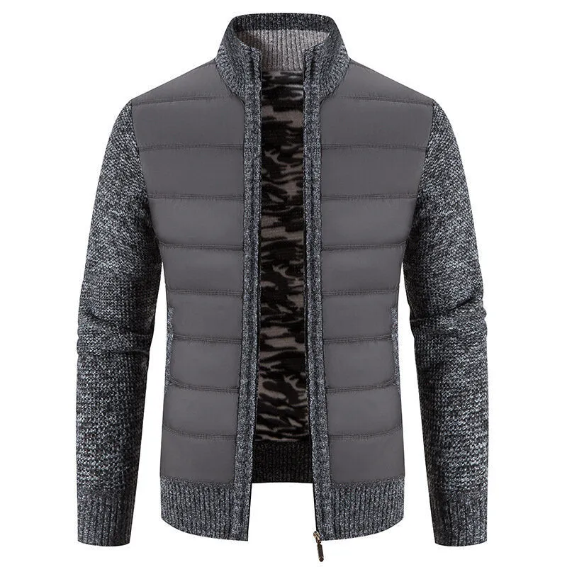 Men's Fleece Knitted Sweater Cardigan Stand Coat