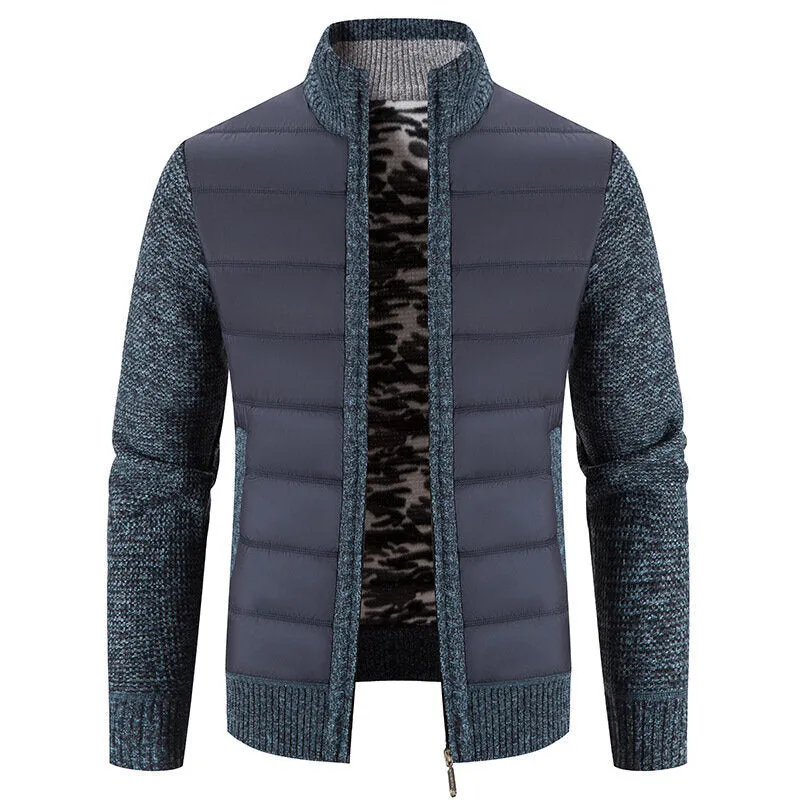 Men's Fleece Knitted Sweater Cardigan Stand Coat
