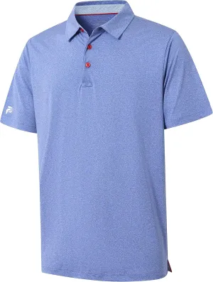 Mens Golf Polo Shirt Moisture Wicking Dry Fit Performance Athletic Short Sleeve Striped Golf Shirts for Men