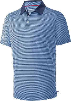 Mens Golf Polo Shirt Moisture Wicking Dry Fit Performance Athletic Short Sleeve Striped Golf Shirts for Men