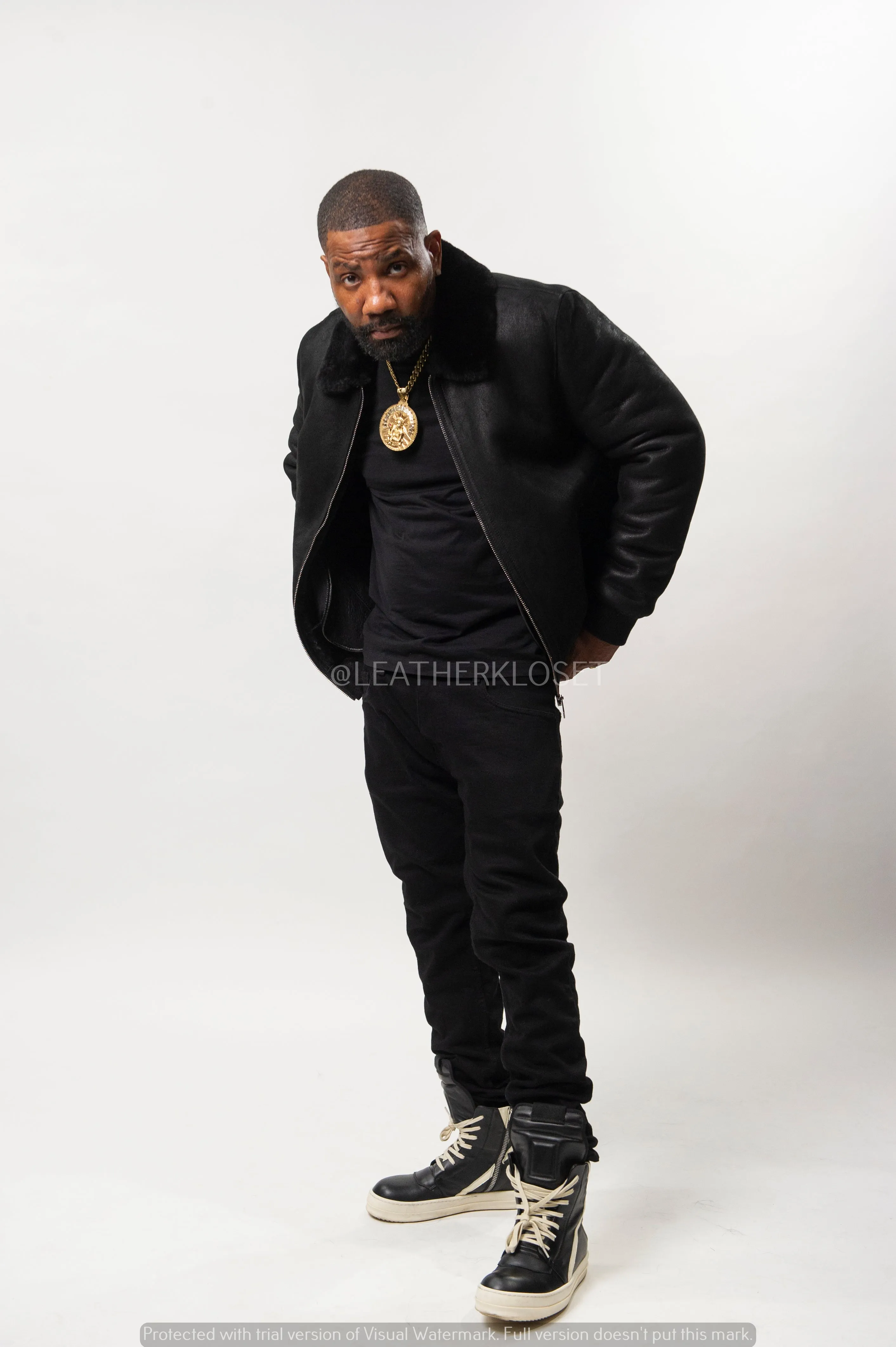 Men's Shearling Pilot Jacket [Black]