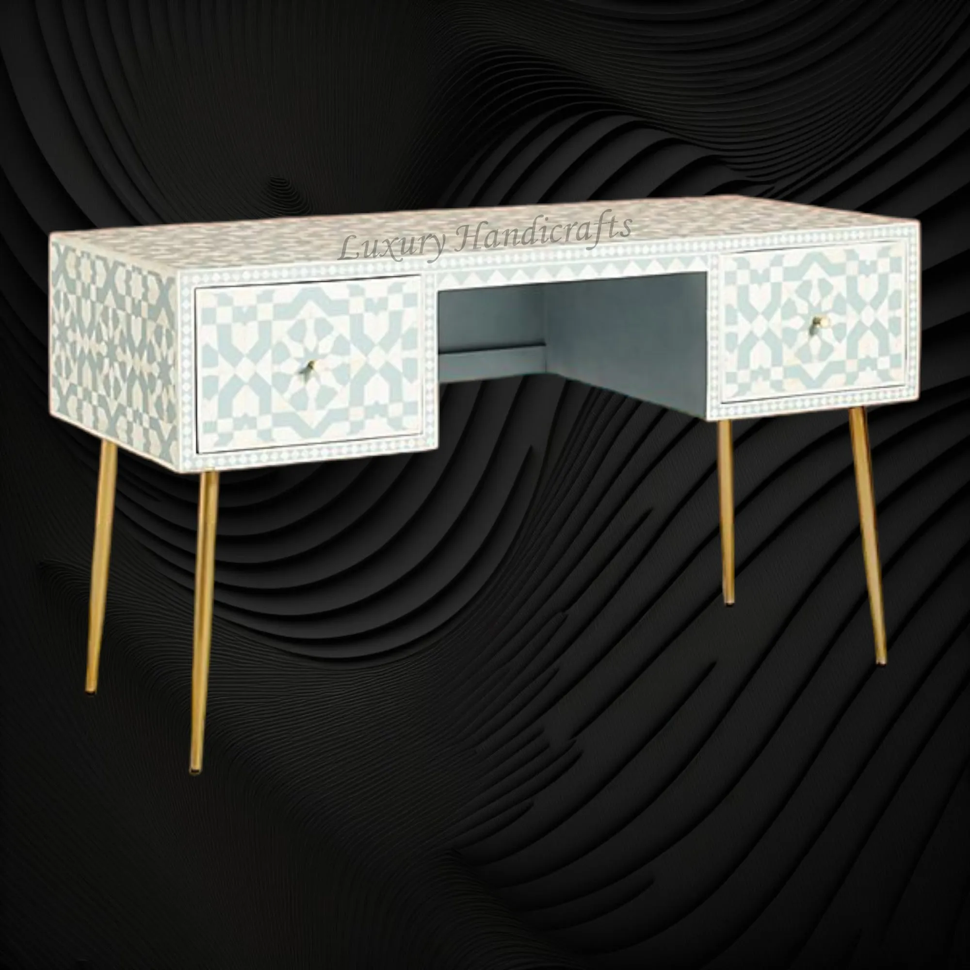 Moroccan Bone Inlay Desk Green