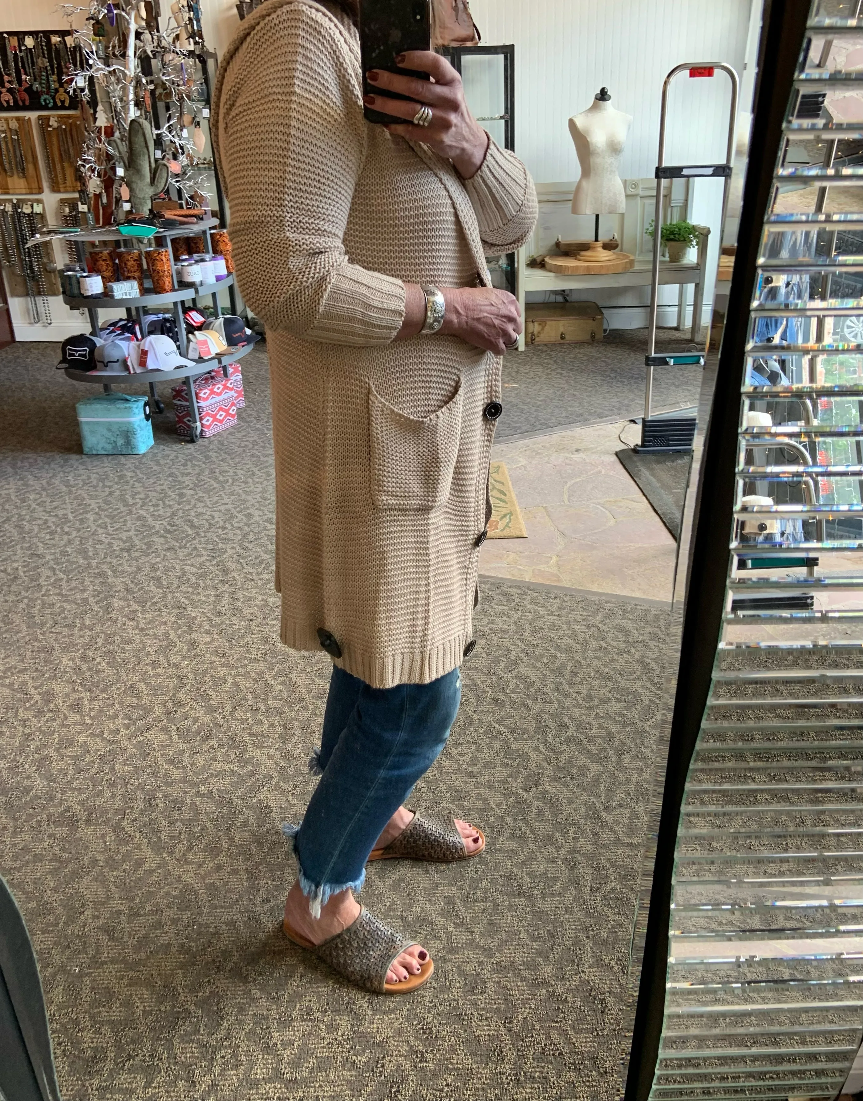 Oatmeal Cotton Hooded Duster Cardigan