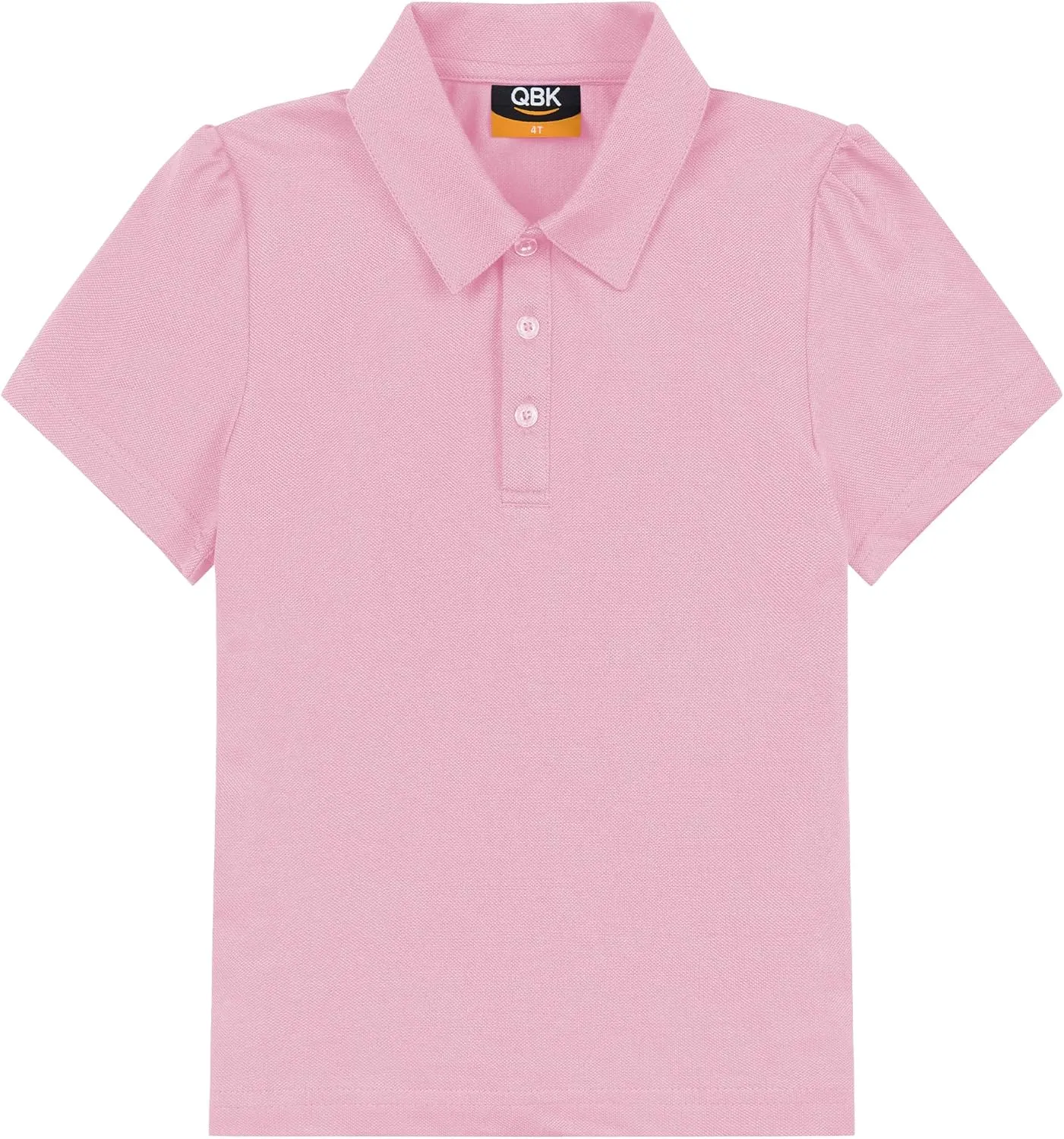 QBK 2T to Youth Girls' Puff Short Sleeve Polo Toddler School Uniform Pique Polo Kids Collared Golf Shirt