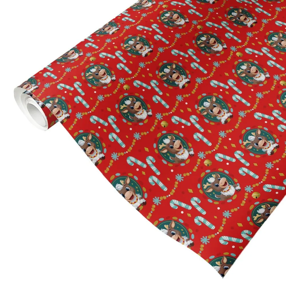 Reindeer in Here Candy Cane Wrapping Paper