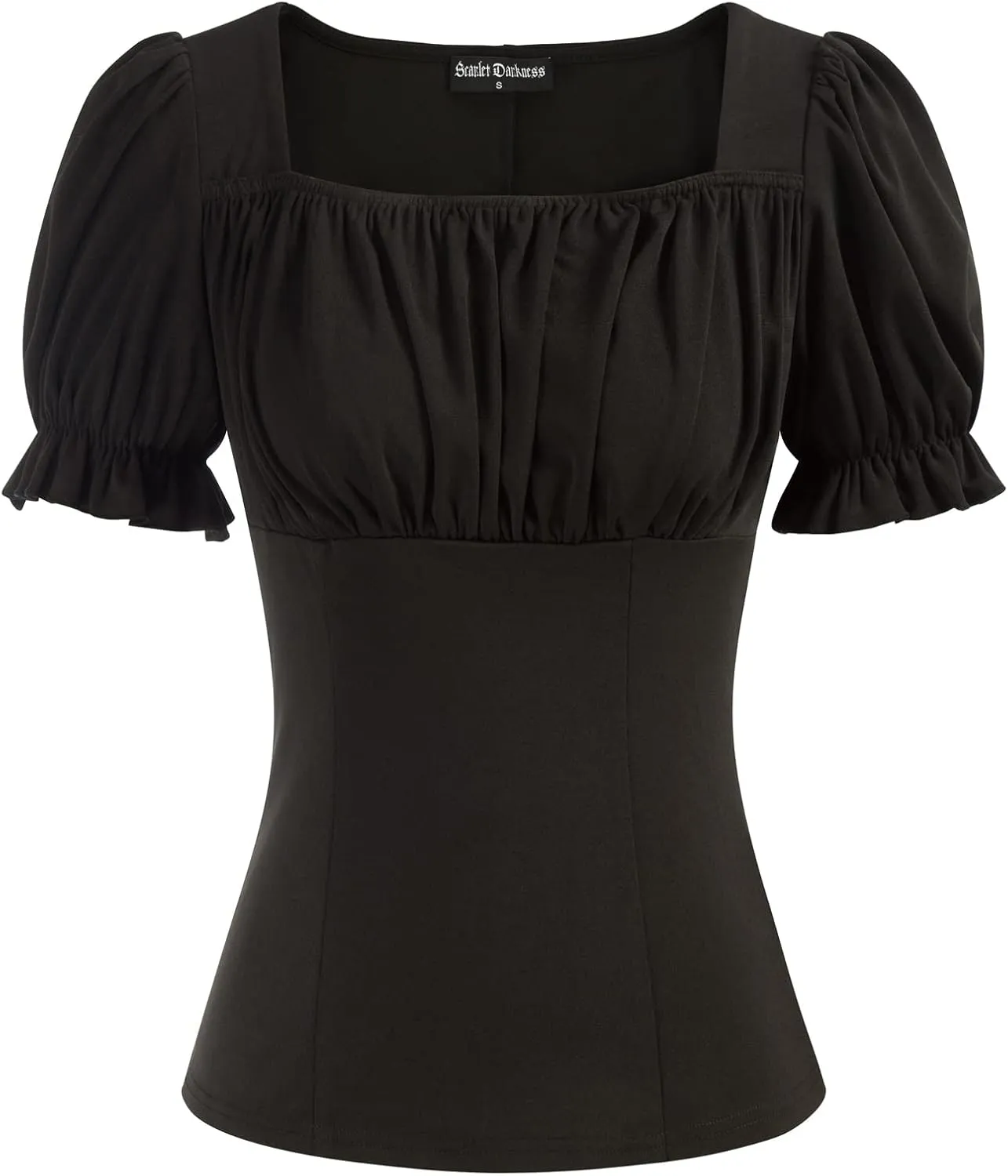 Scarlet Darkness Women's Renaissance Shirt Puff Sleeve Square Neck Vintage Blouse