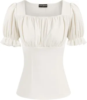 Scarlet Darkness Women's Renaissance Shirt Puff Sleeve Square Neck Vintage Blouse