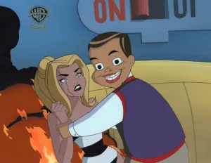 Superman the Animated Series Original Production Cel on Original Background: Darci and Toyman