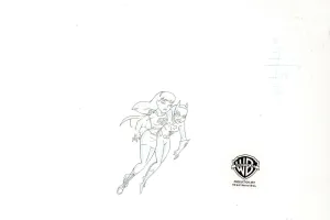 The New Batman Adventures Original Production Drawing: Batgirl and Supergirl