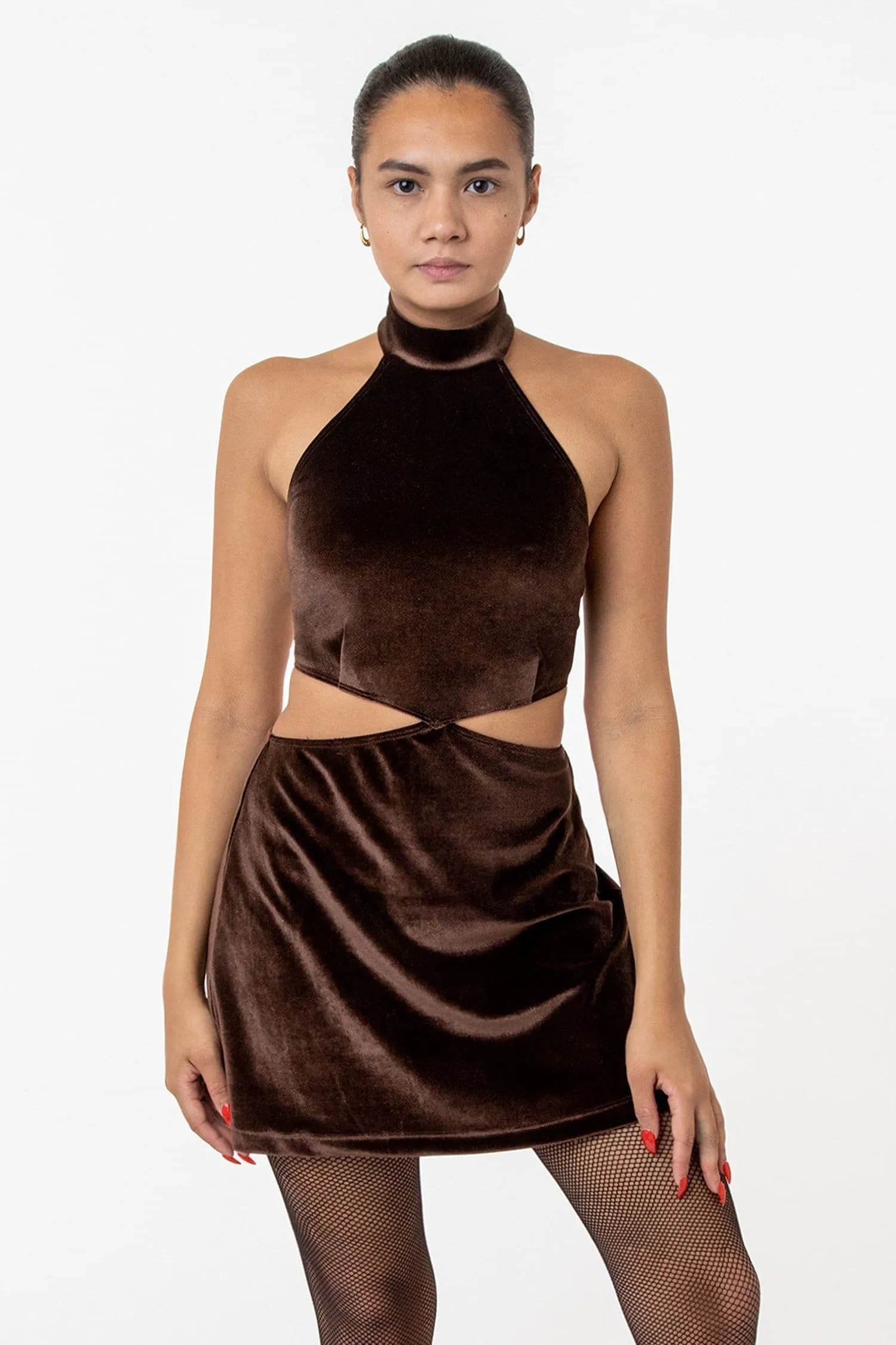 VVT407 - Velvet Halter Diamond Cutout Dress