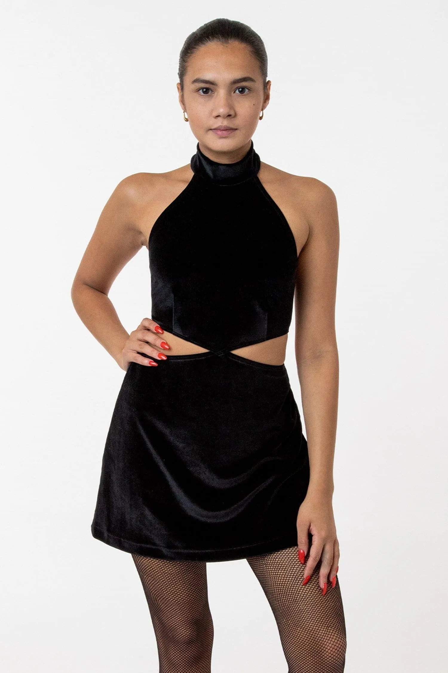 VVT407 - Velvet Halter Diamond Cutout Dress