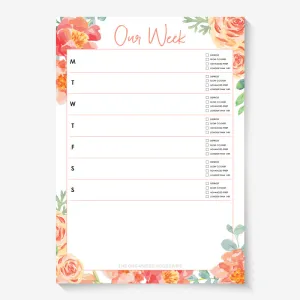 Weekly Meal Planner (with tick boxes) - Blossom