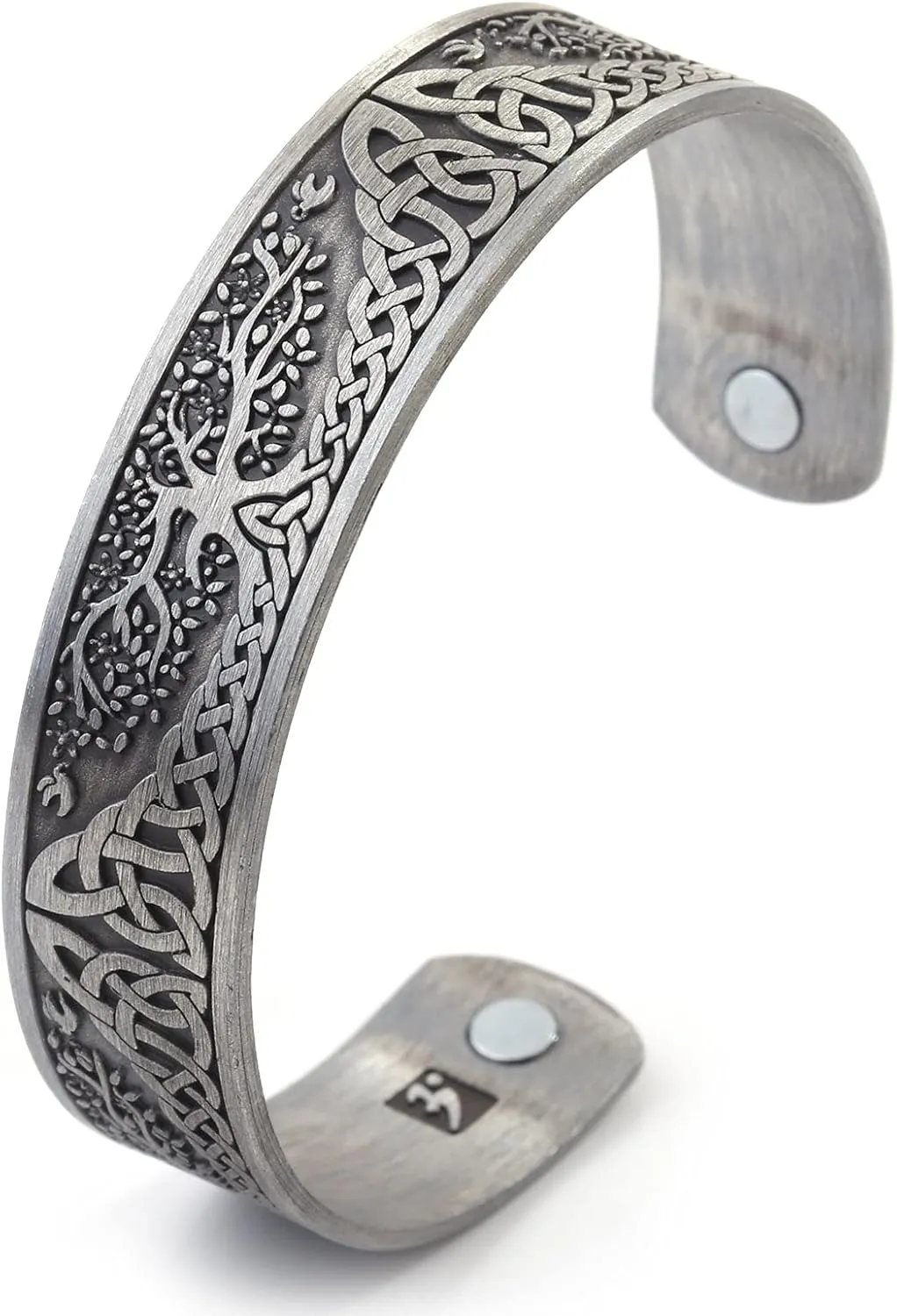 Yggdrasil World Tree of Life Bracelet Health Care Stainless Steel Cuff Bangle Bracelet for Men (Antique Silver)